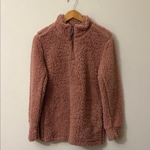 Cozy Mauve Sherpa Quarter-Zip Pullover by Waterproof Vintage medium